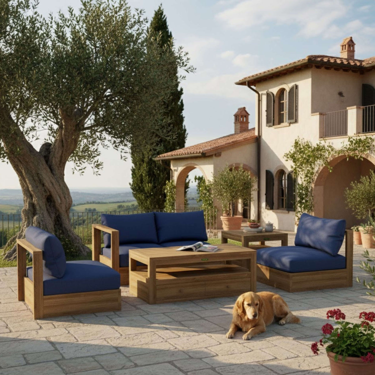 Anderson Teak Copacabana 5-Piece Modular Deep Seating Set - Timber & Ember Outdoor