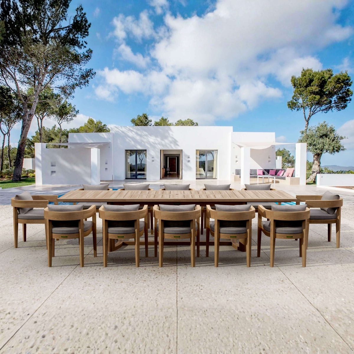 Anderson Teak Coronado 13-Piece Extension Dining Table Set - Timber & Ember Outdoor